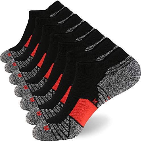 WANDER Mens Athletic Running Socks 7 Pairs Thick Cushion Ankle Socks for Men Sport Low Cut Socks 6-9/10-12 